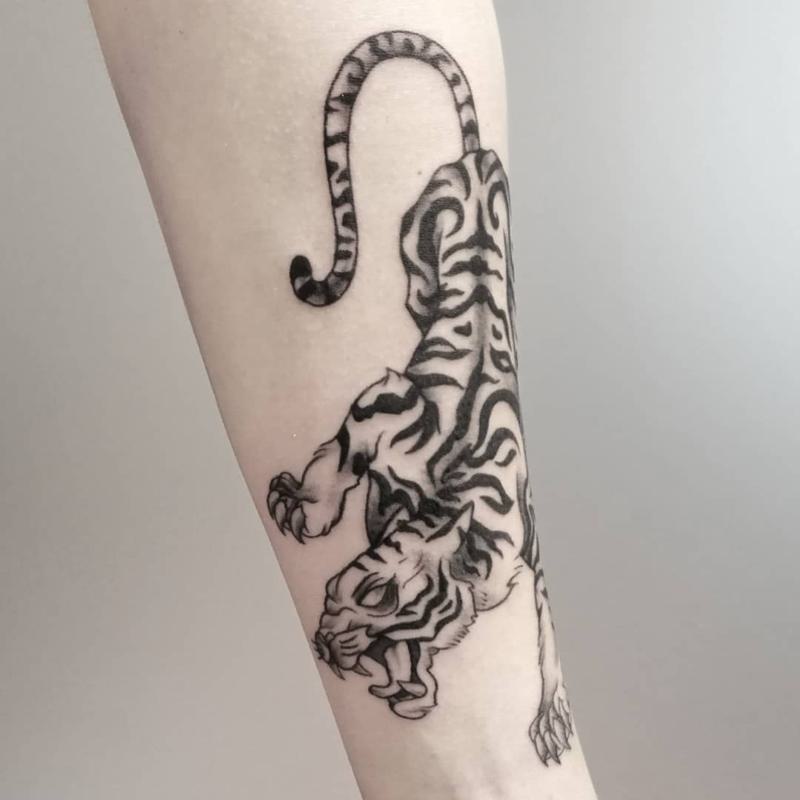 Black and White Japanese Tiger Tattoo 2