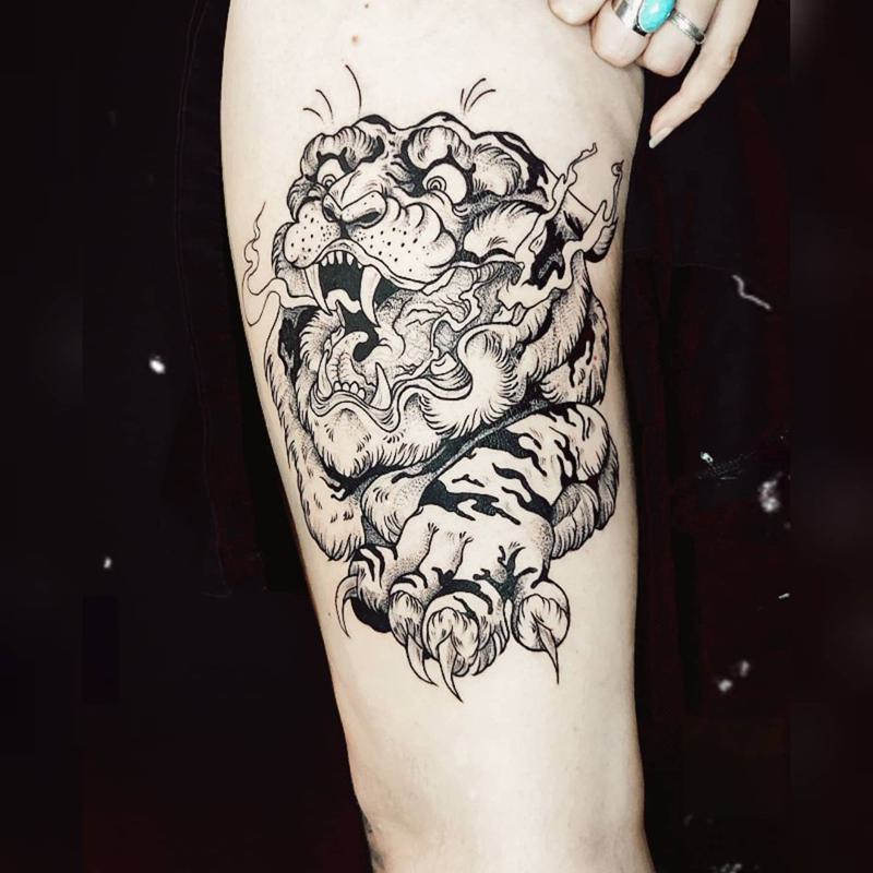 Black and White Japanese Tiger Tattoo 3