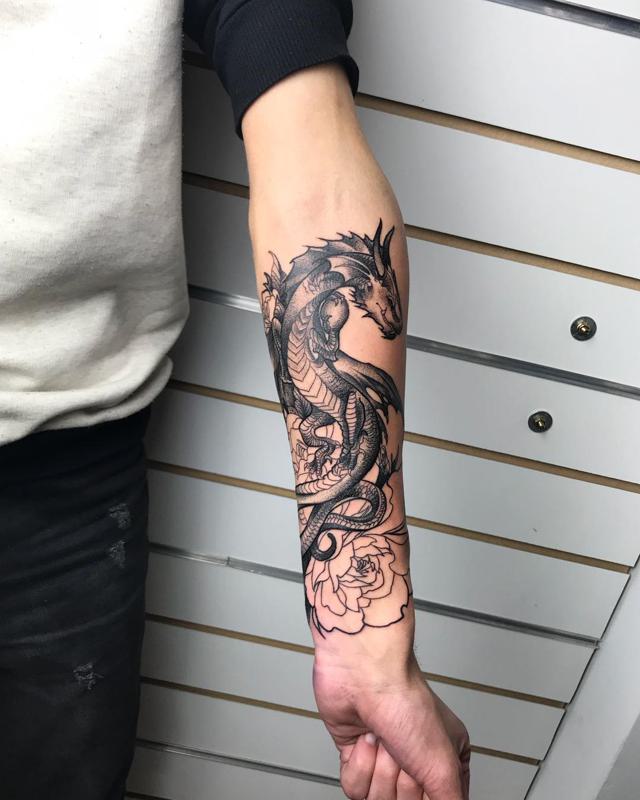 Forearm Japanese Dragon Tattoo 1