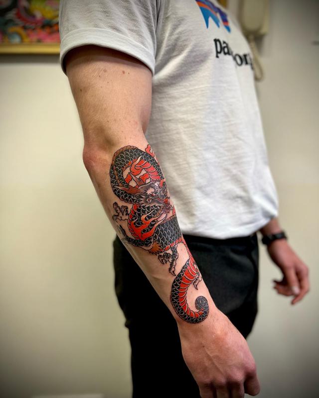 Forearm Japanese Dragon Tattoo 2