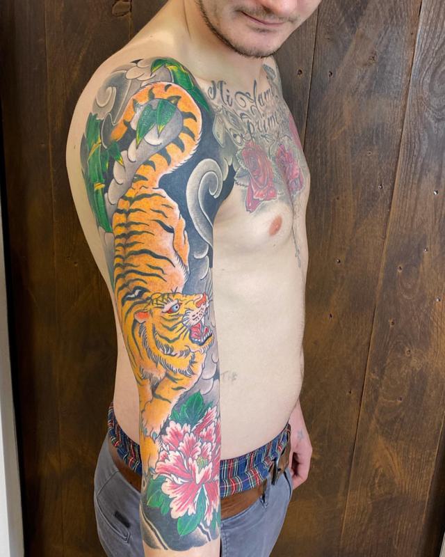 Full Sleeve Japanese Tiger Tattoo 1