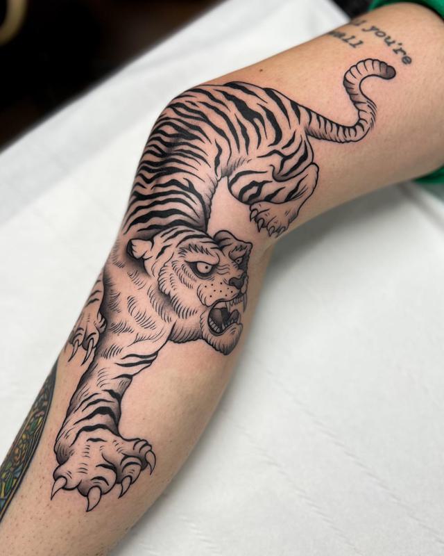 Gray and Black Japanese Tiger Tattoo 1