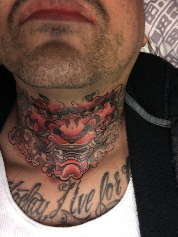 Japanese Demon Neck Tattoo 3