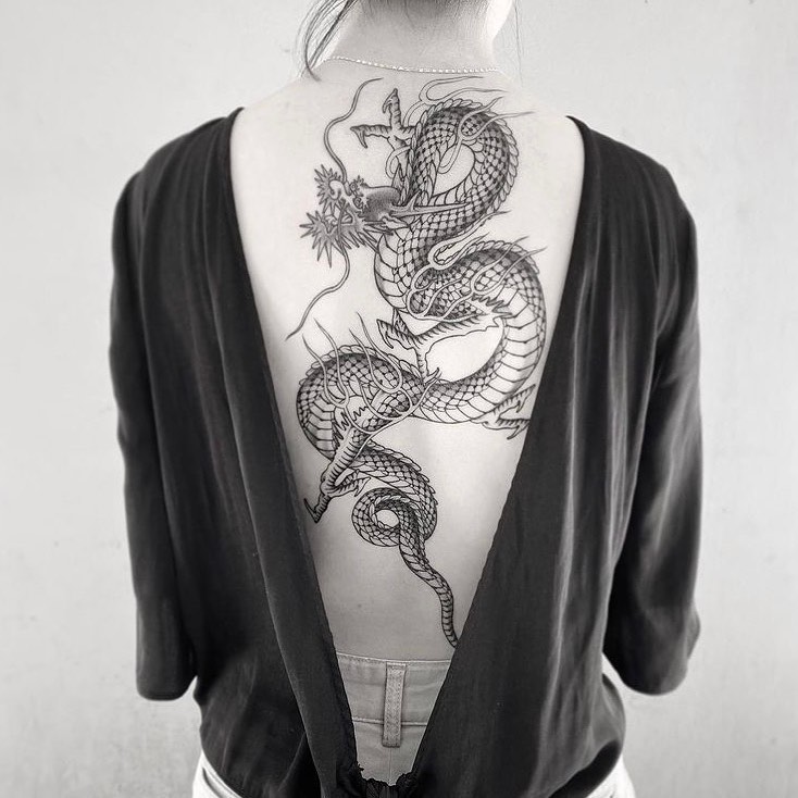 Japanese Dragon Back Tattoo 3