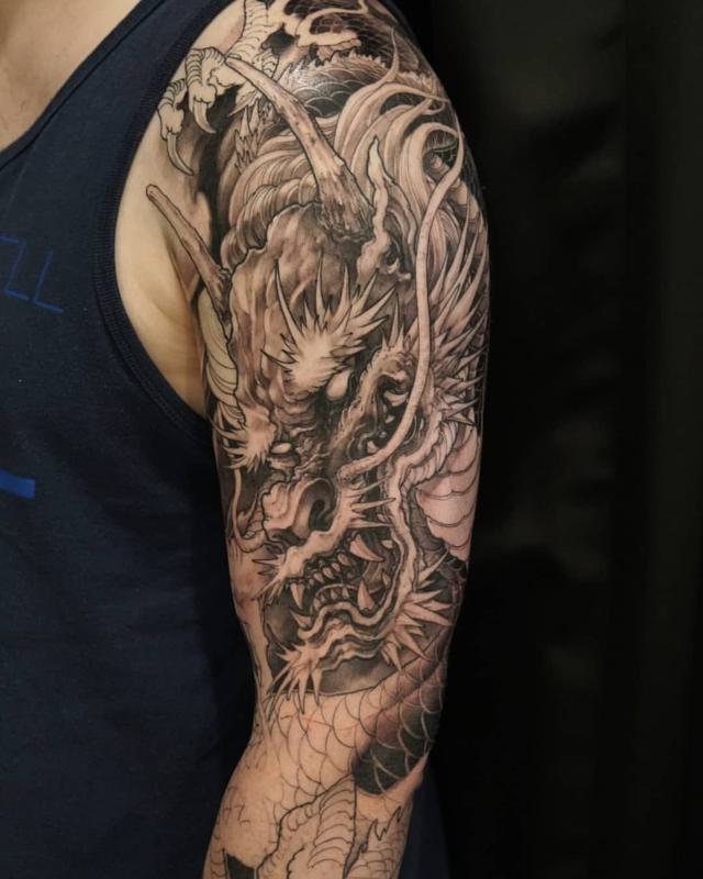 Japanese Dragon Half Sleeve Tattoo 1