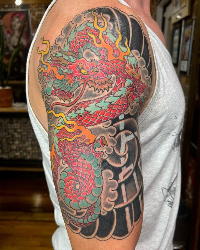 Japanese Dragon Half Sleeve Tattoo 4