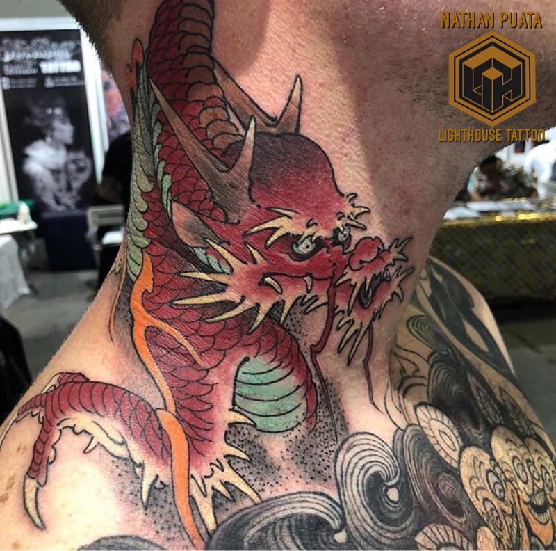 Japanese Dragon Neck Tattoo 4