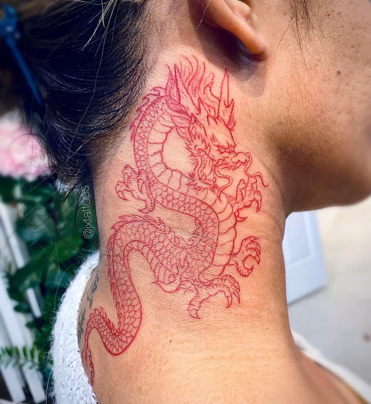 Japanese Dragon Neck tattoo 1