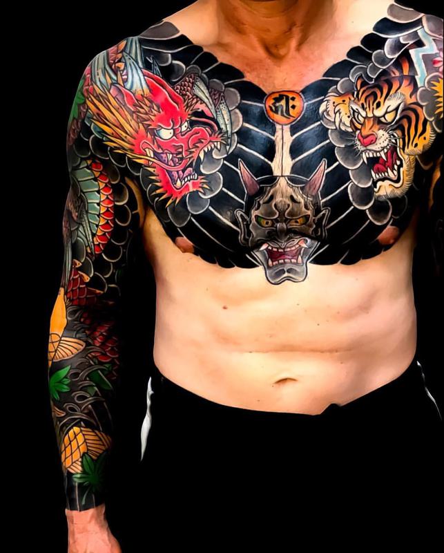 Japanese Dragon Tattoo Chest 1