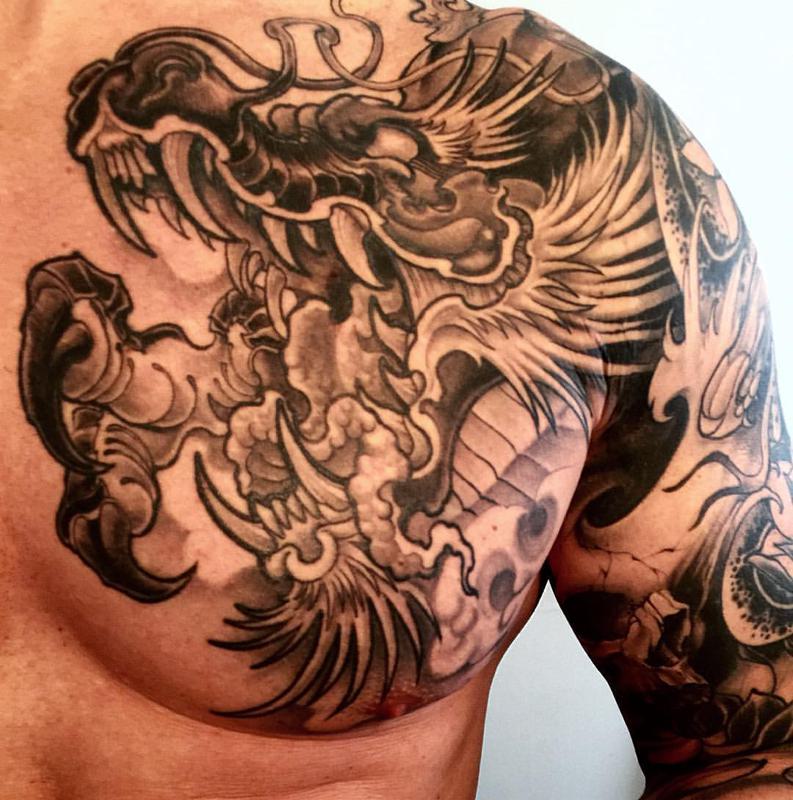 Japanese Dragon Tattoo Chest 2