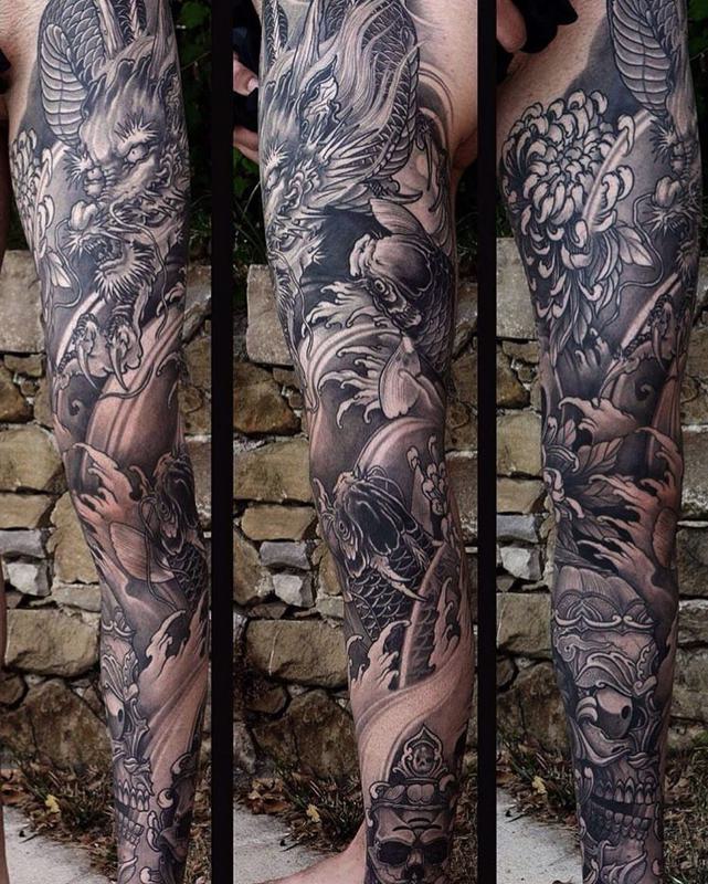 Japanese Dragon Tattoo Leg 1