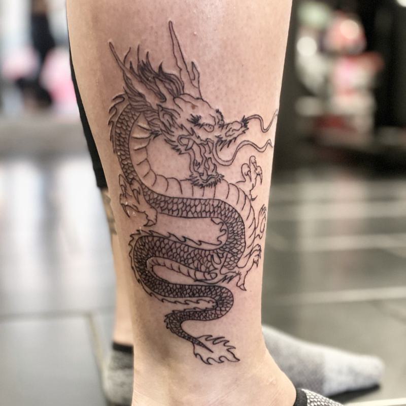 Japanese Dragon Tattoo Leg 3