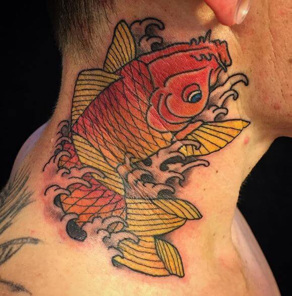 Japanese Koi Fish Neck Tattoo 1