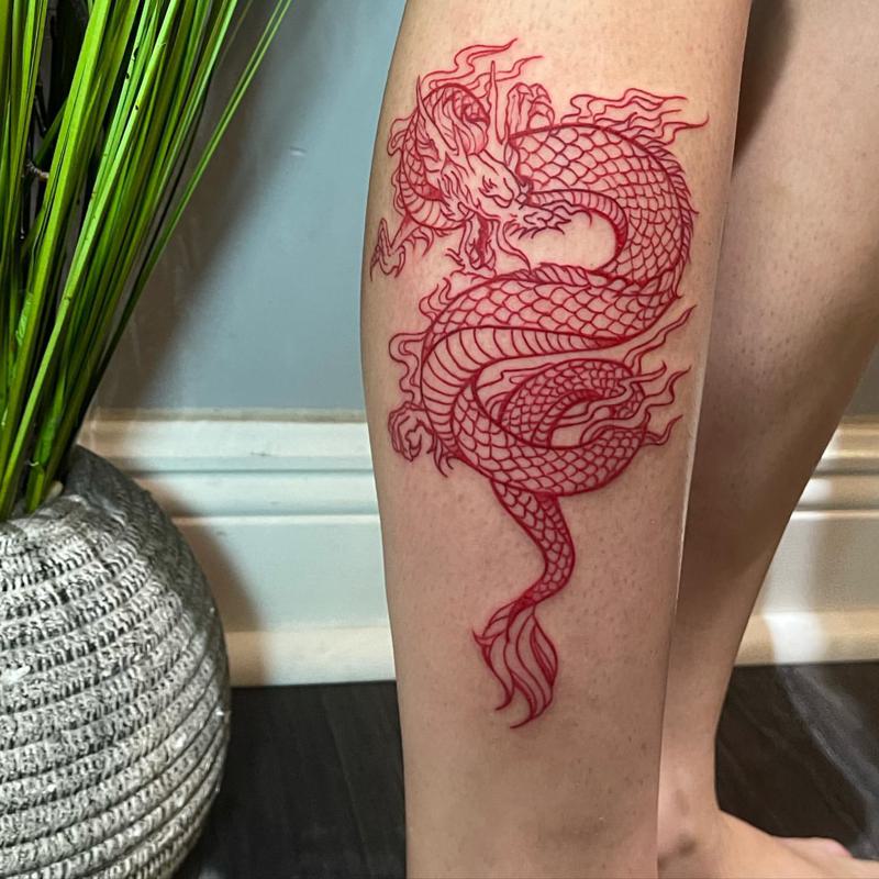 Blue And Red Dragon Tattoo Design