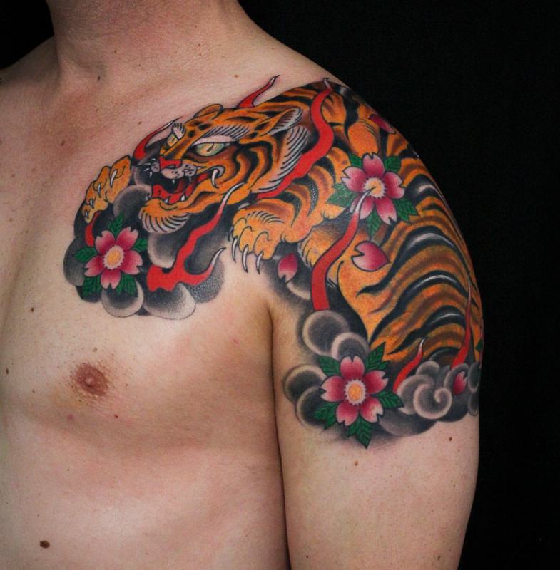 Japanese Tiger Collarbone Tattoo 3