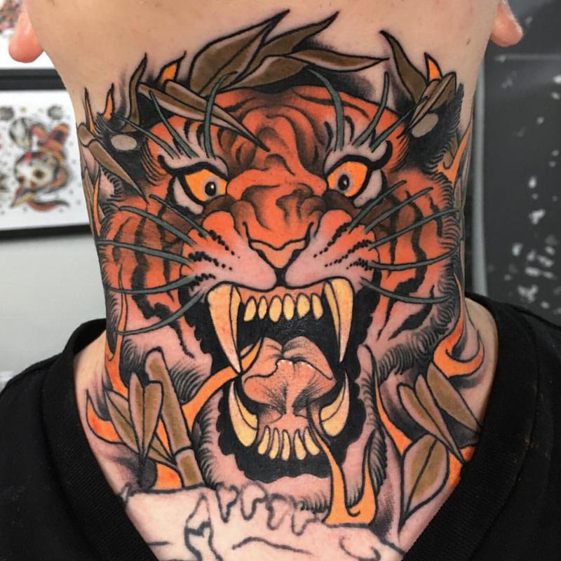 Japanese Tiger Neck Tattoo 1
