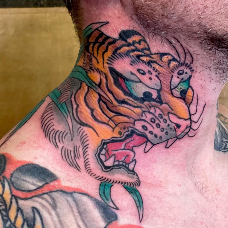 Japanese Tiger Neck Tattoo 3