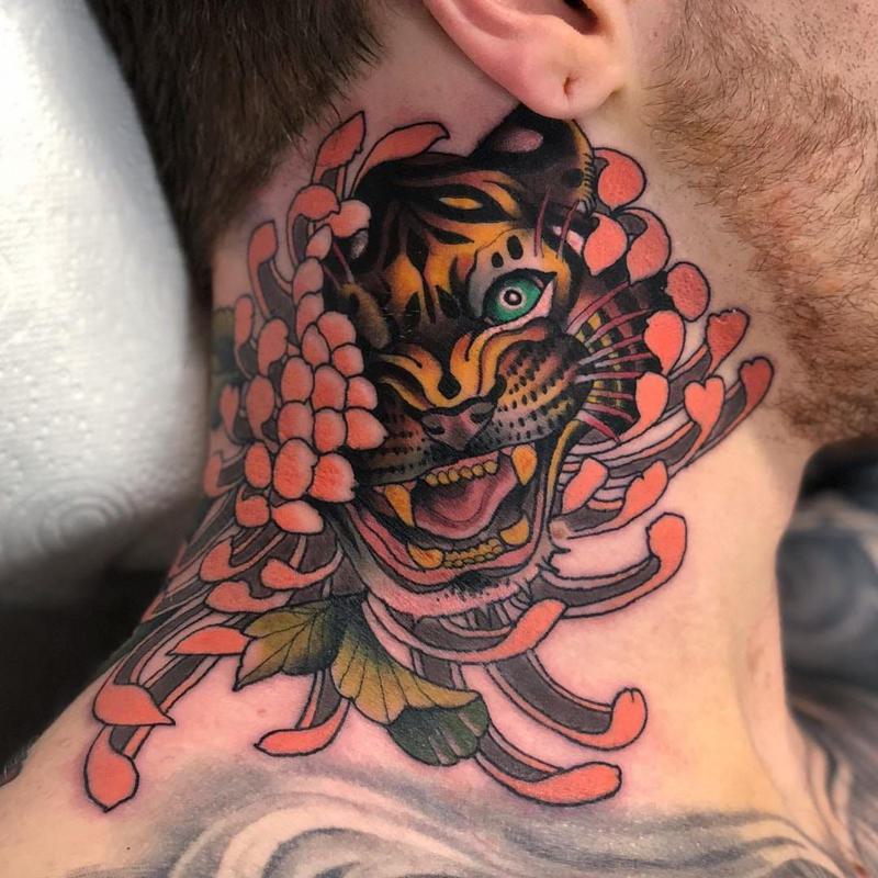 Japanese Tiger Neck Tattoo 2