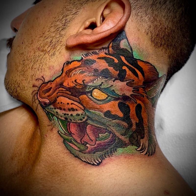 Neck Tiger Tattoo 2