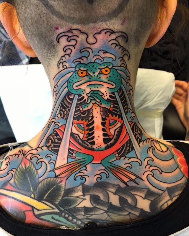 Traditional Japanese Neck Tattoo 2