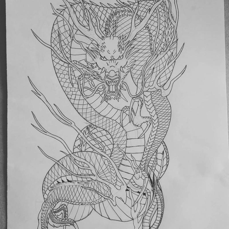 Share more than 83 japanese dragon tattoo outline best - 3tdesign.edu.vn