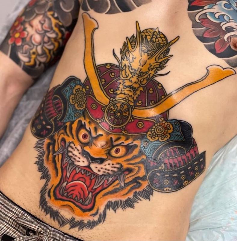 Yellow-Eyed Japanese Tiger Tattoo 2