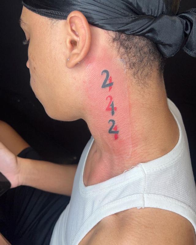 Tattoo of the number 