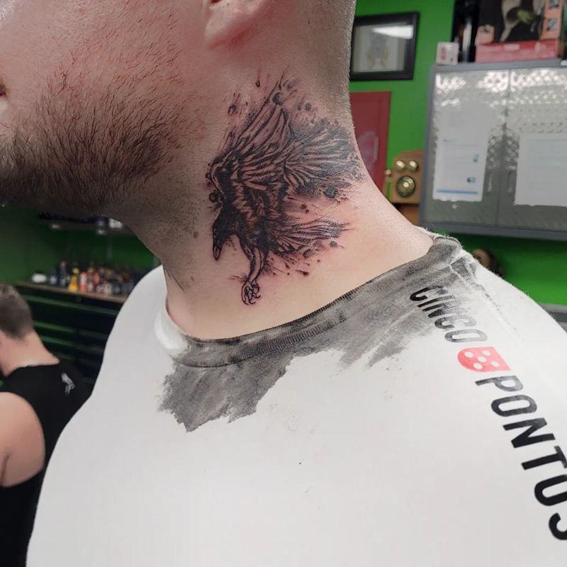 Bird Side Neck Tattoo 5