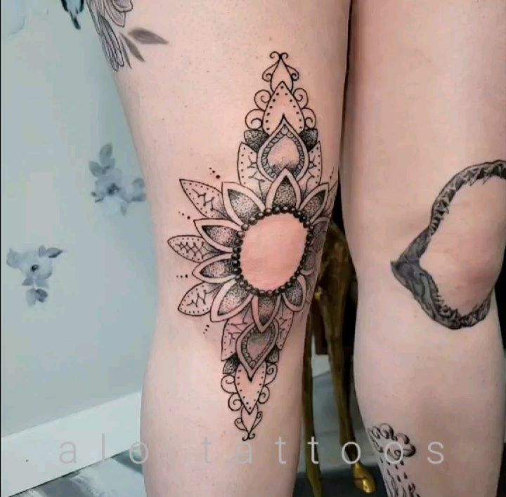 Blank Space Frame Knee Tattoos 2