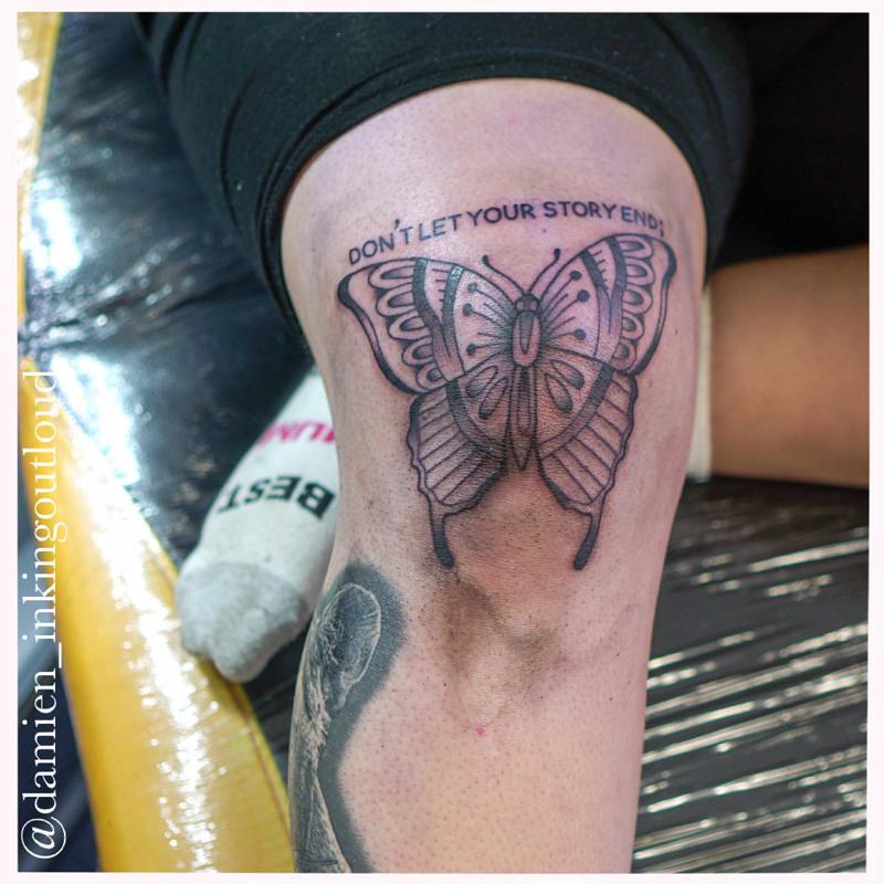 Butterfly Knee Tattoo 2