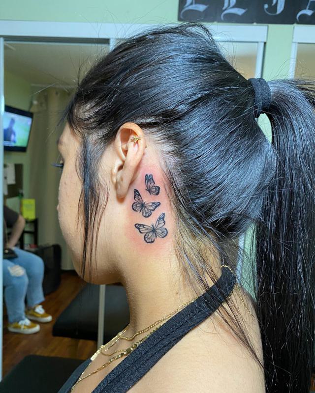 Butterfly Side Neck Tattoo 4