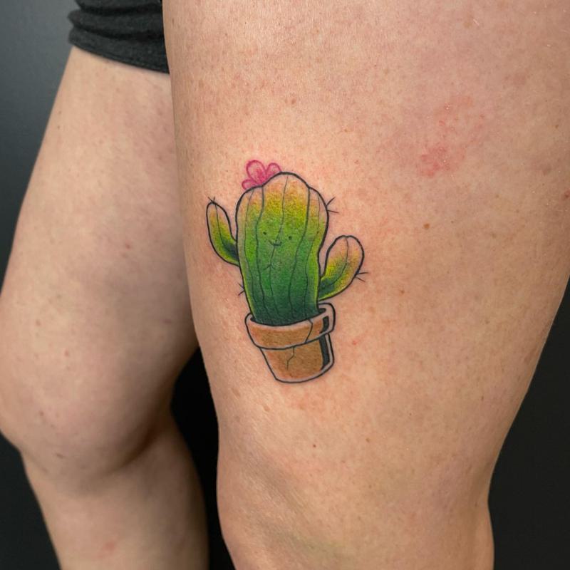 Cactus Knee Tattoos for Females 2