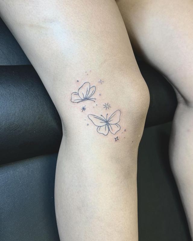 Classic Butterfly Knee Tattoo 1