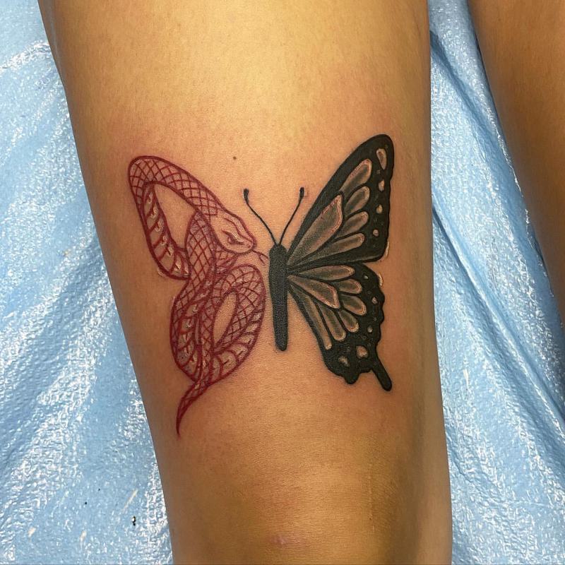 Classic Butterfly Knee Tattoo 3