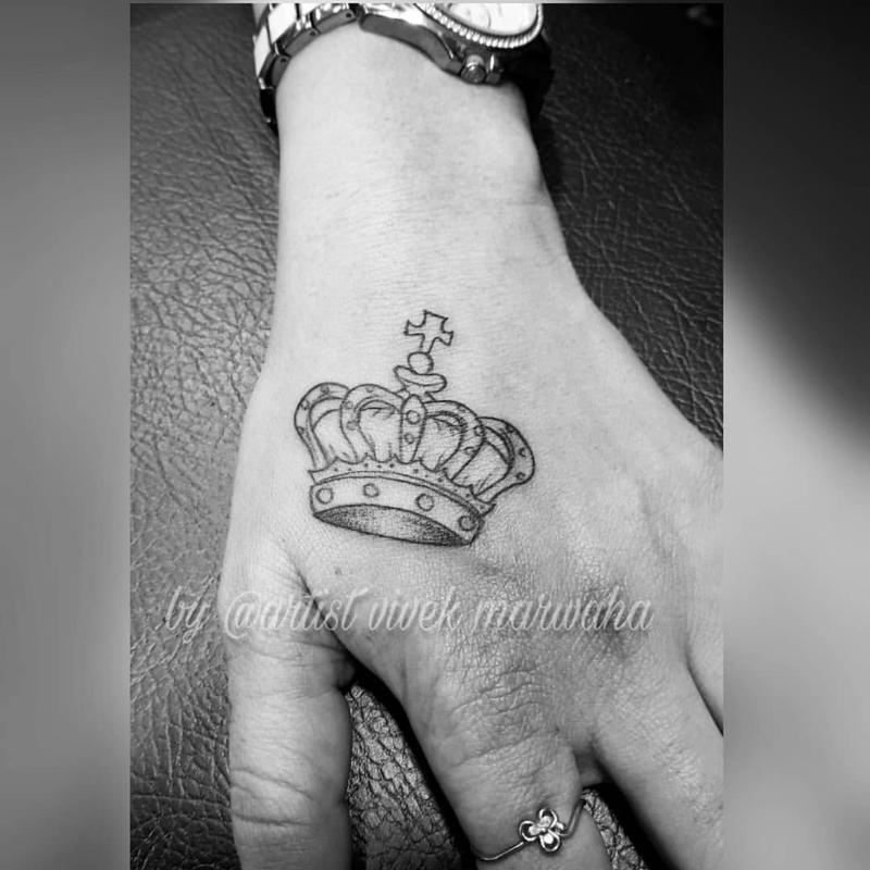 Crown Tattoo on Hand 5