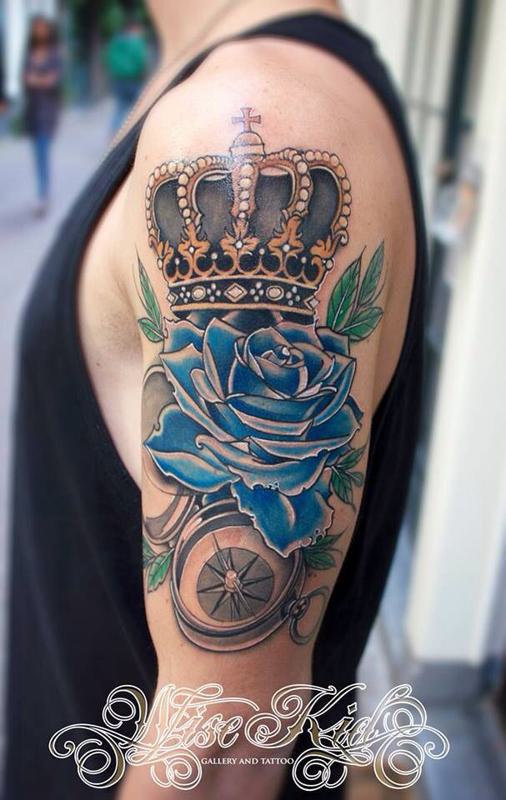 Crown with Roses Tattoo 4