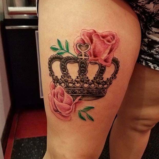 Crown with Roses Tattoo 5