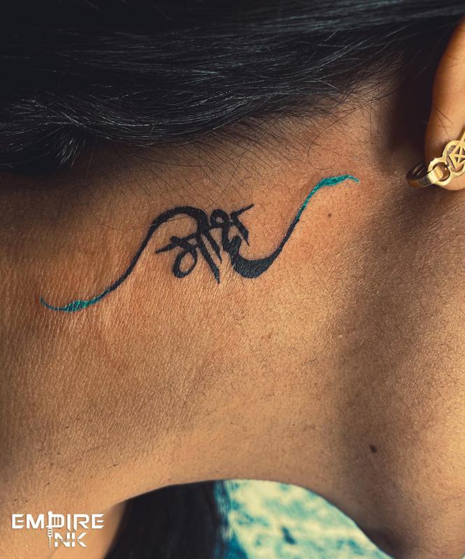 Cute Small Side Neck Tattoo 3