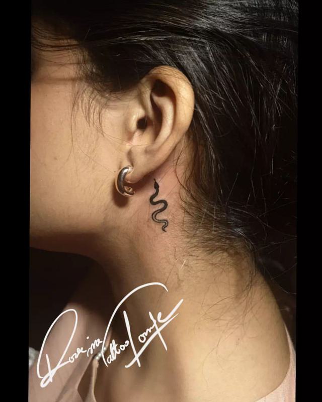 Cute Small Side Neck Tattoo 4