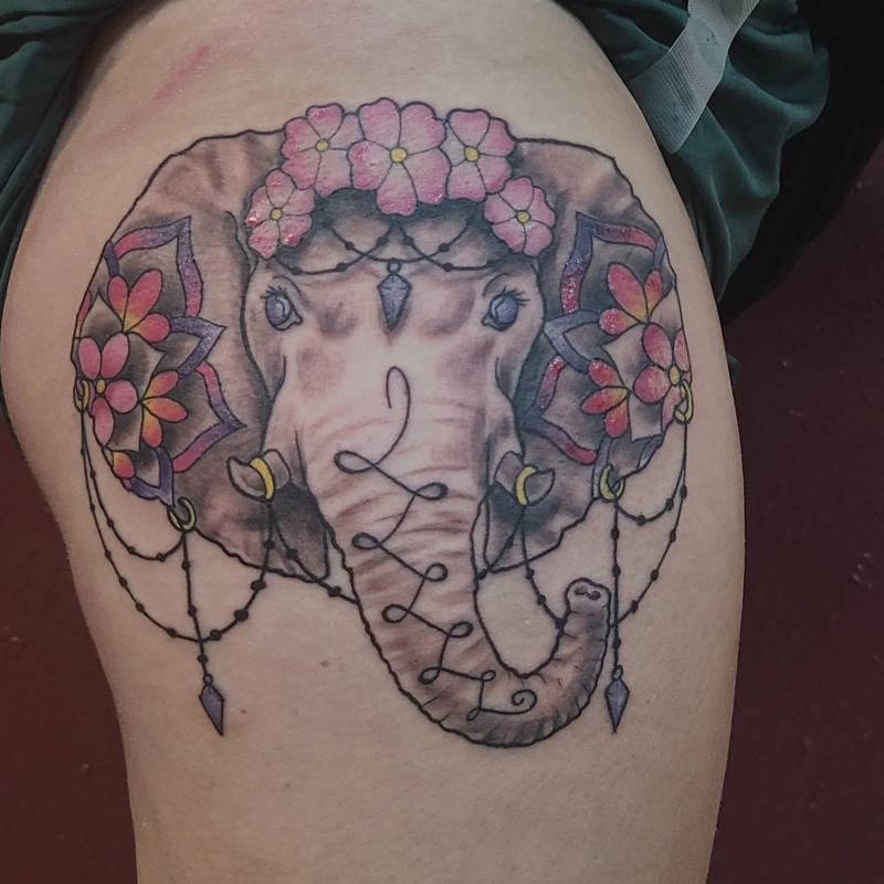 Elephant Knee Tattoos for Females 2