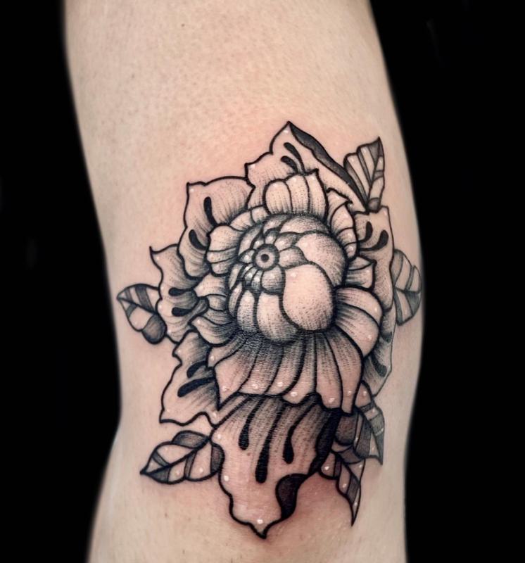 Flower Knee Tattoo 1