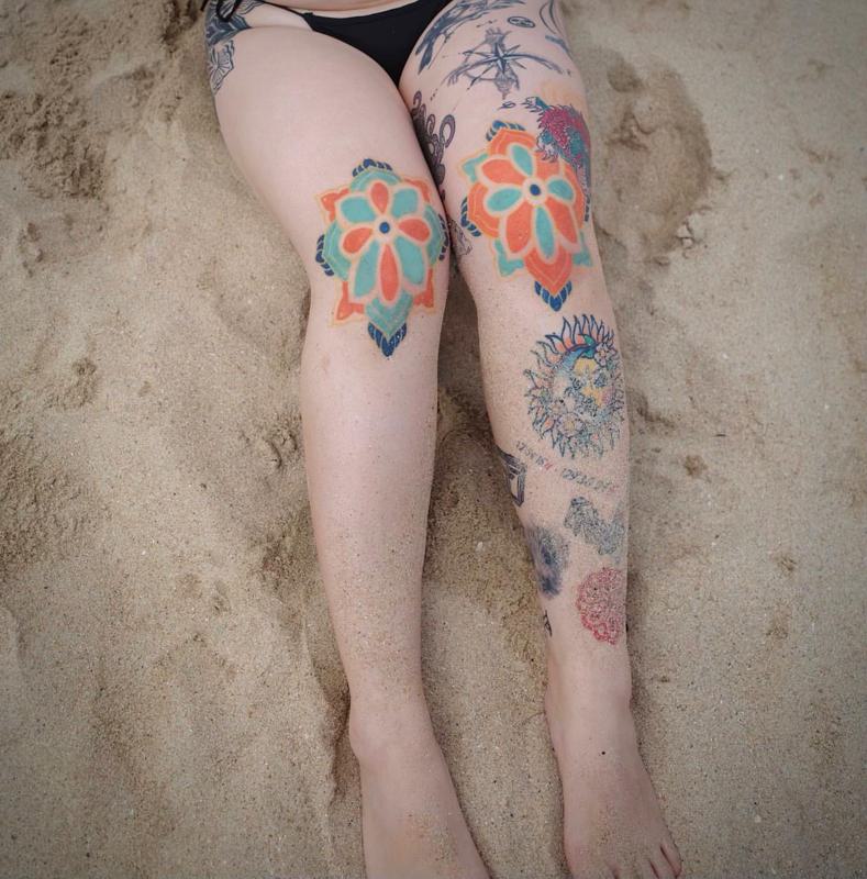 Flower Knee Tattoo 2
