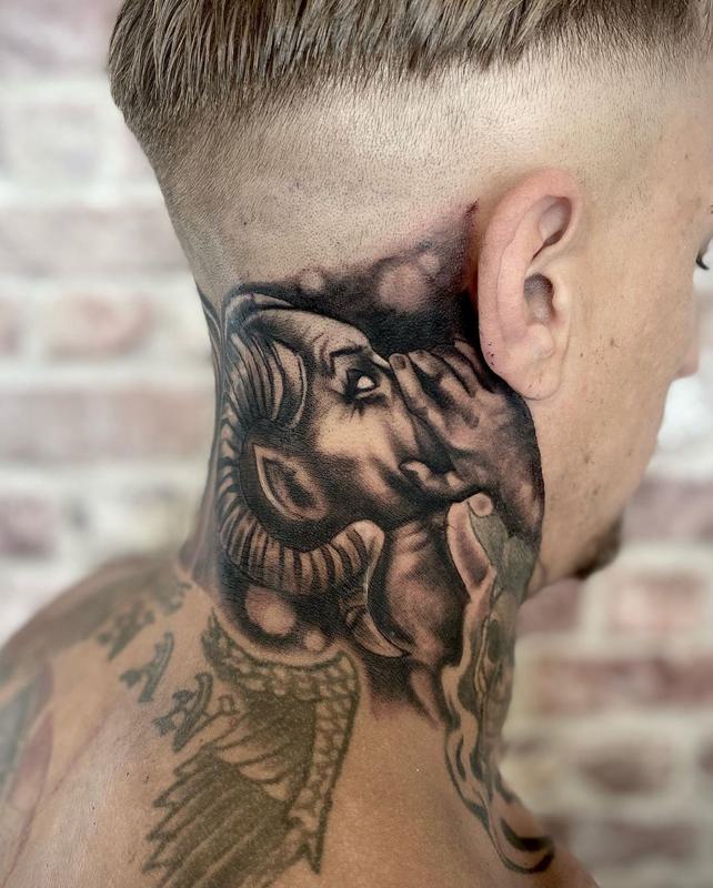 Gangster Side Neck Tattoos for Guys 2