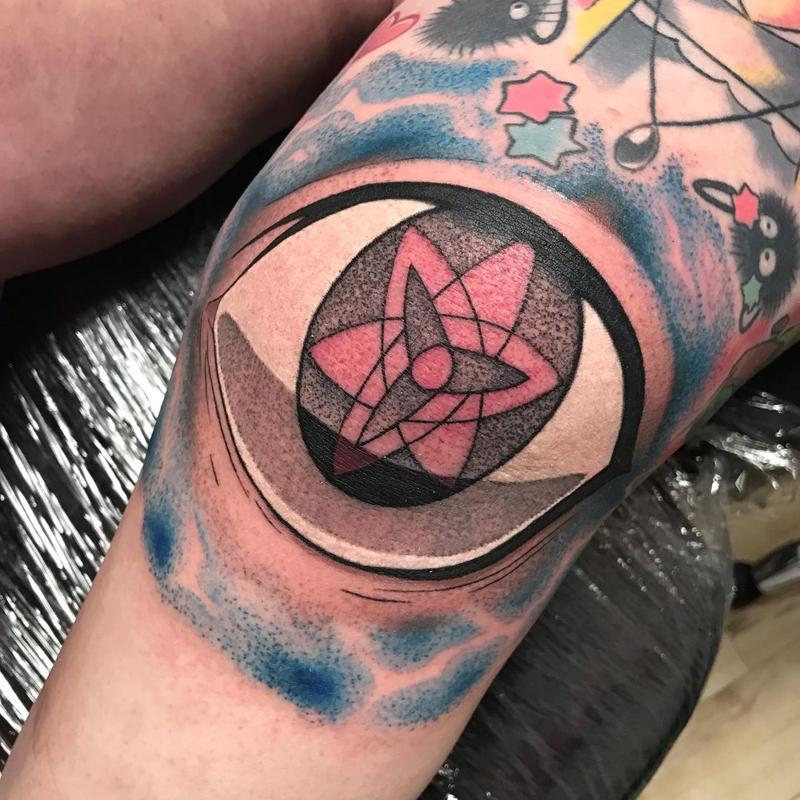 Geometric Eye Knee Tattoo 2