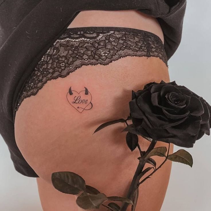 Black Rose Tattoo - “Cheeky” little under Butt tattoo for Rachel by Dan  👍🏻❤️💯