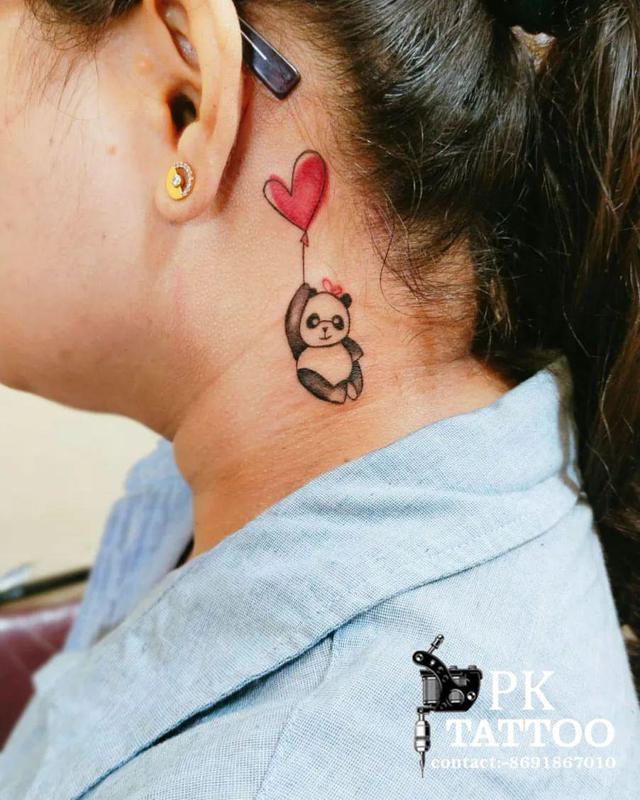 Heart Tattoo on Side of Neck 1