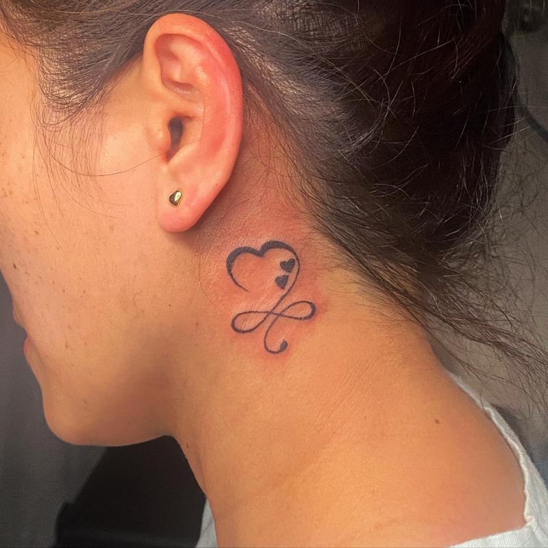 Heart Tattoo on Side of Neck 4