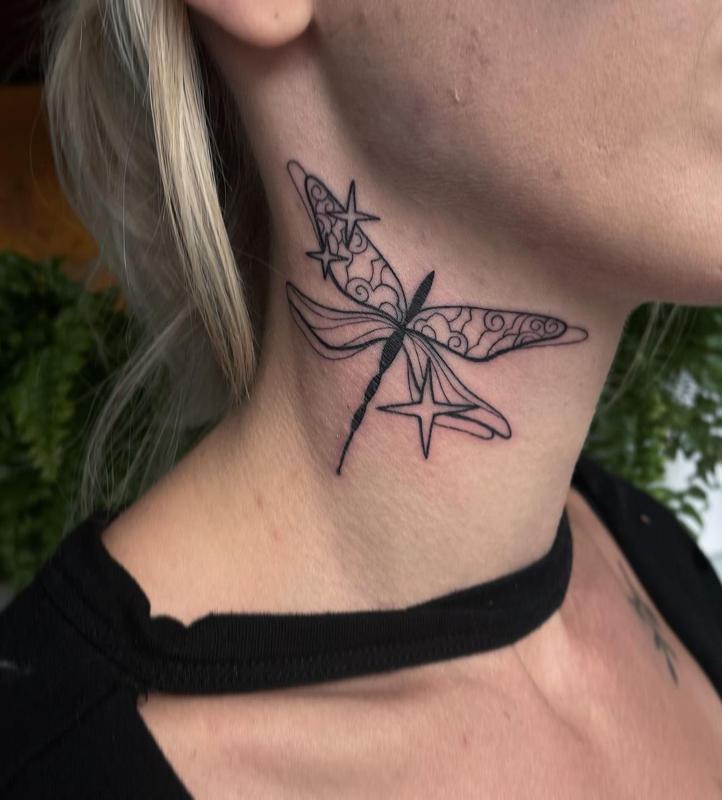 Insect Side Neck Tattoo 3