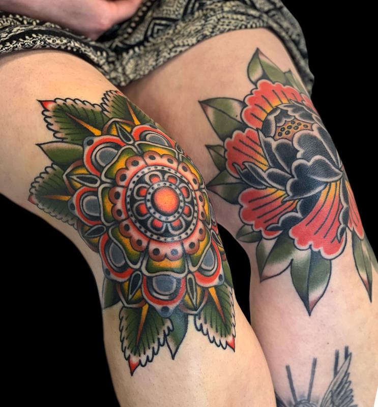 Mandala Knee Tattoos for Females 1