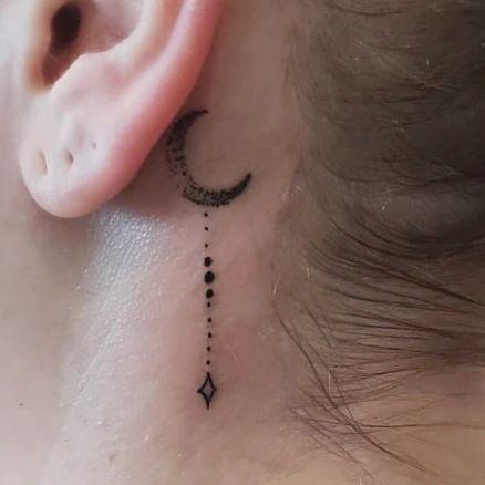 Moon Side Neck Tattoo 4